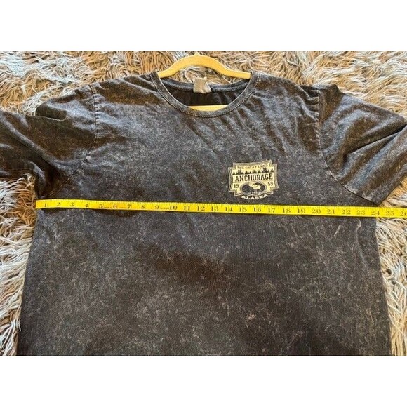 Great Land Anchorage Alaska Long Sleeve T Shirt US Vintage Black Bleach Dye XL - Picture 7 of 9